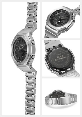 Pre-owned Casio G-shock Gm-b2100d-1ajf Full Metal Silver Bluetooth Solar Watch Men's