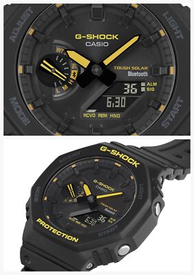 Pre-owned Casio G-shock Ga-b2100cy-1ajf Caution Yellow Limited Men Watch Black Resin Band