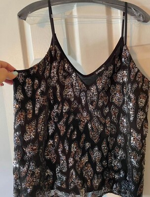 EXPRESS  Camisole Large black sequins 