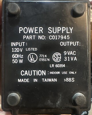 Power Supply Adapter ATARI C017945 for 400/800 Personal Computer OEM 9V Vintage