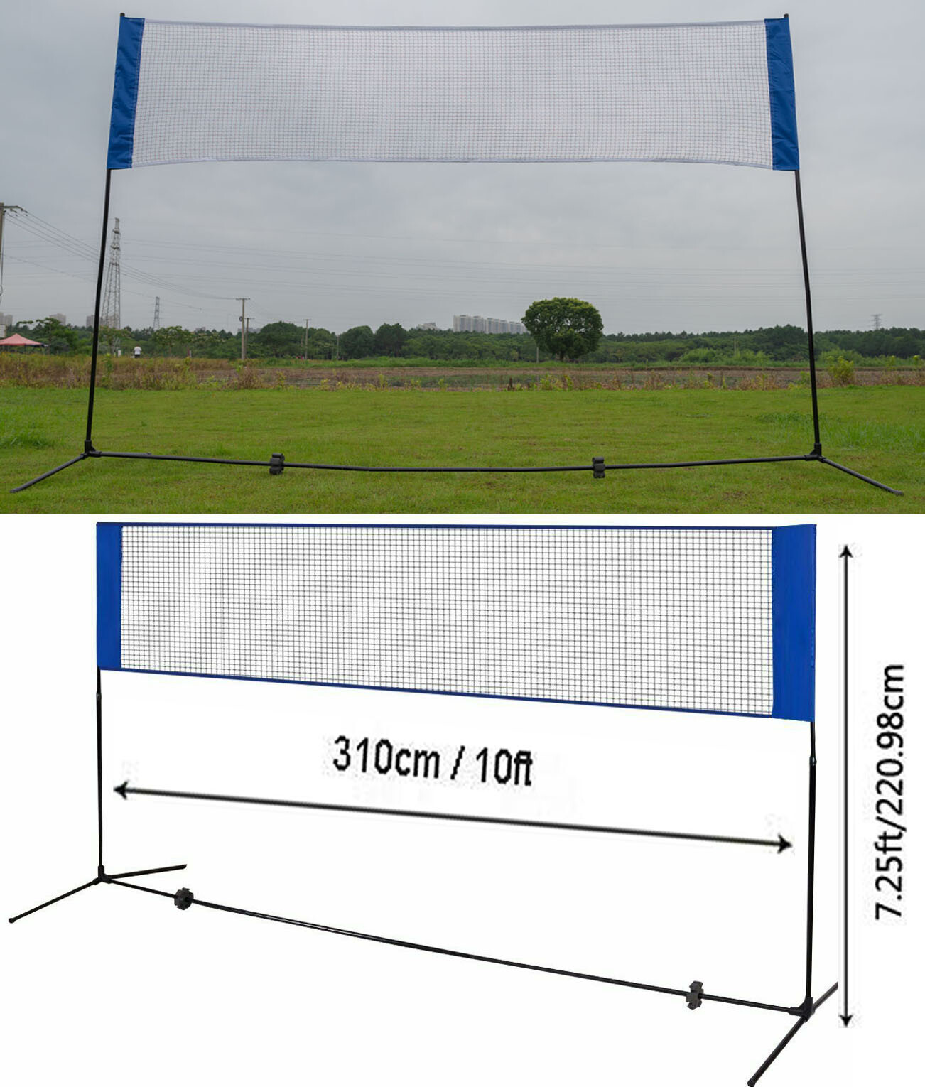 17/10' Height Adjustable Badminton Tennis Volleyball Net Stand MultiPurpose eBay