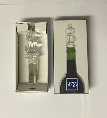 Mikasa Full Lead Crystal Monterey Wine Bottle Stopper NIB