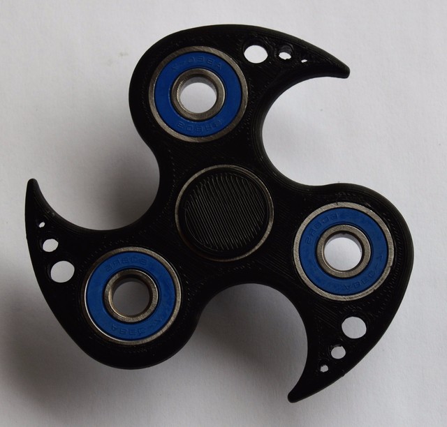 EDC Fidget Hand Spinner Toy 3d Printed Black With Blue 