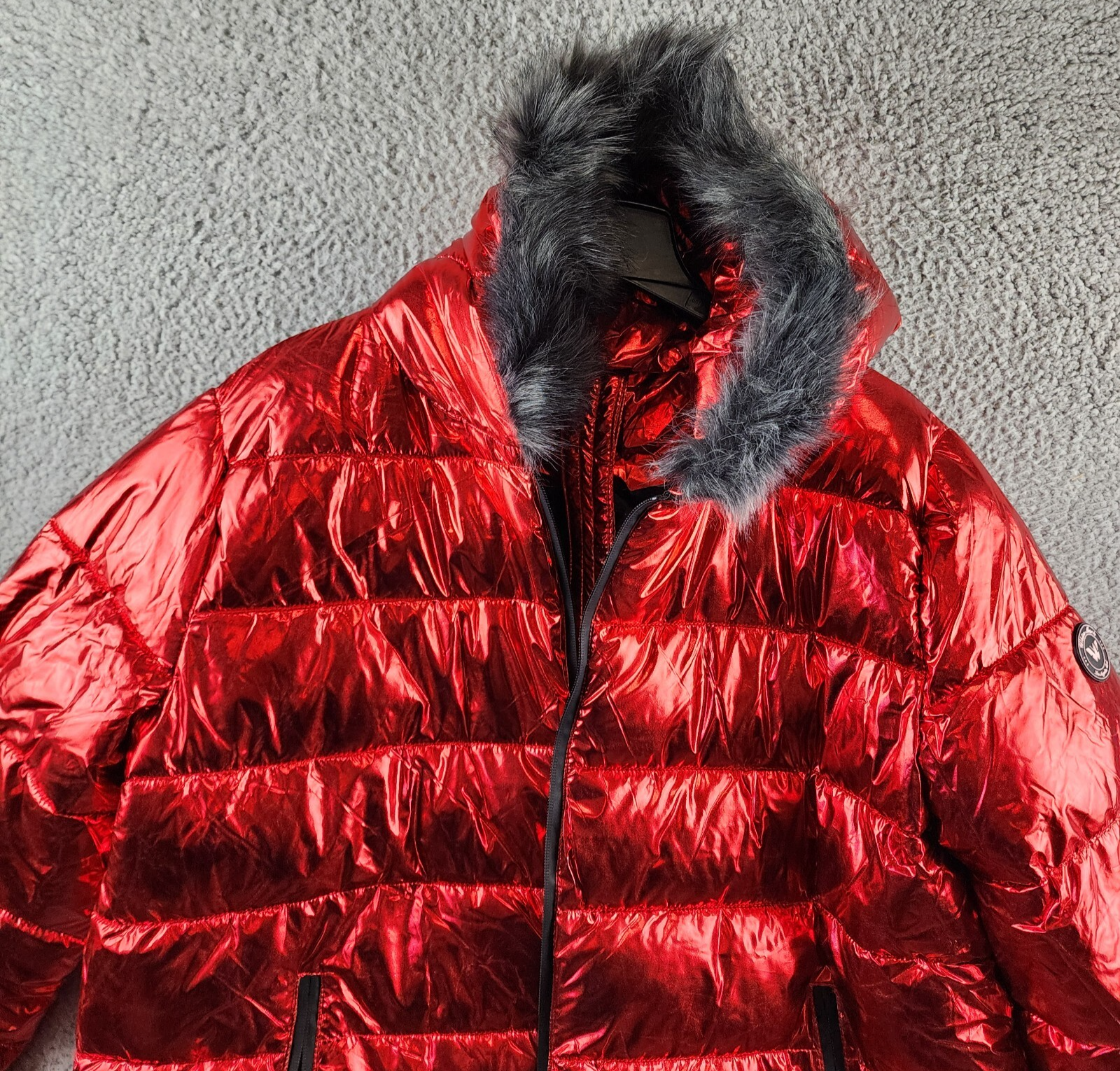 White Mark Plus Size Faux Fur Cold Weather Puffer Jacket Women's 3XL Red L/S~ - Picture 4 of 16