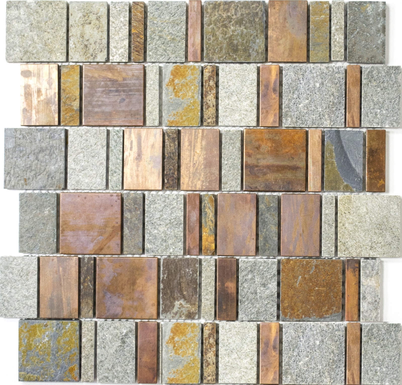 details zu mosaik fliese kupfer grau rost kupfer rechteck stein küche wc  47-585_f 10 matten