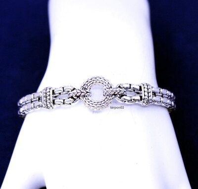 John Hardy JAI  Basketweave Circle Cuff Sterling Silver Bracelet - XL  34g NIB 