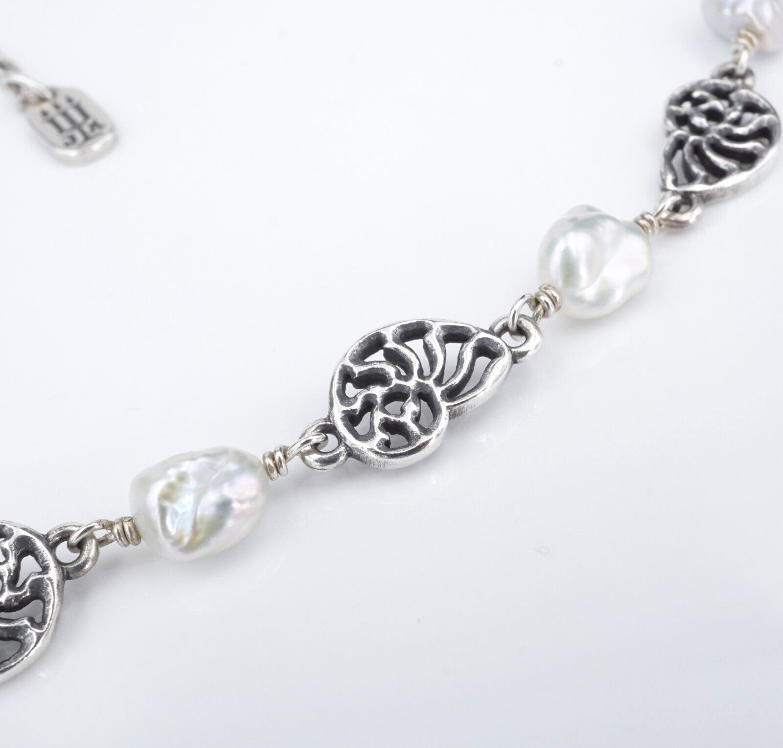 James Avery Keshi Pearl Nautilus Shell Necklace Sterling