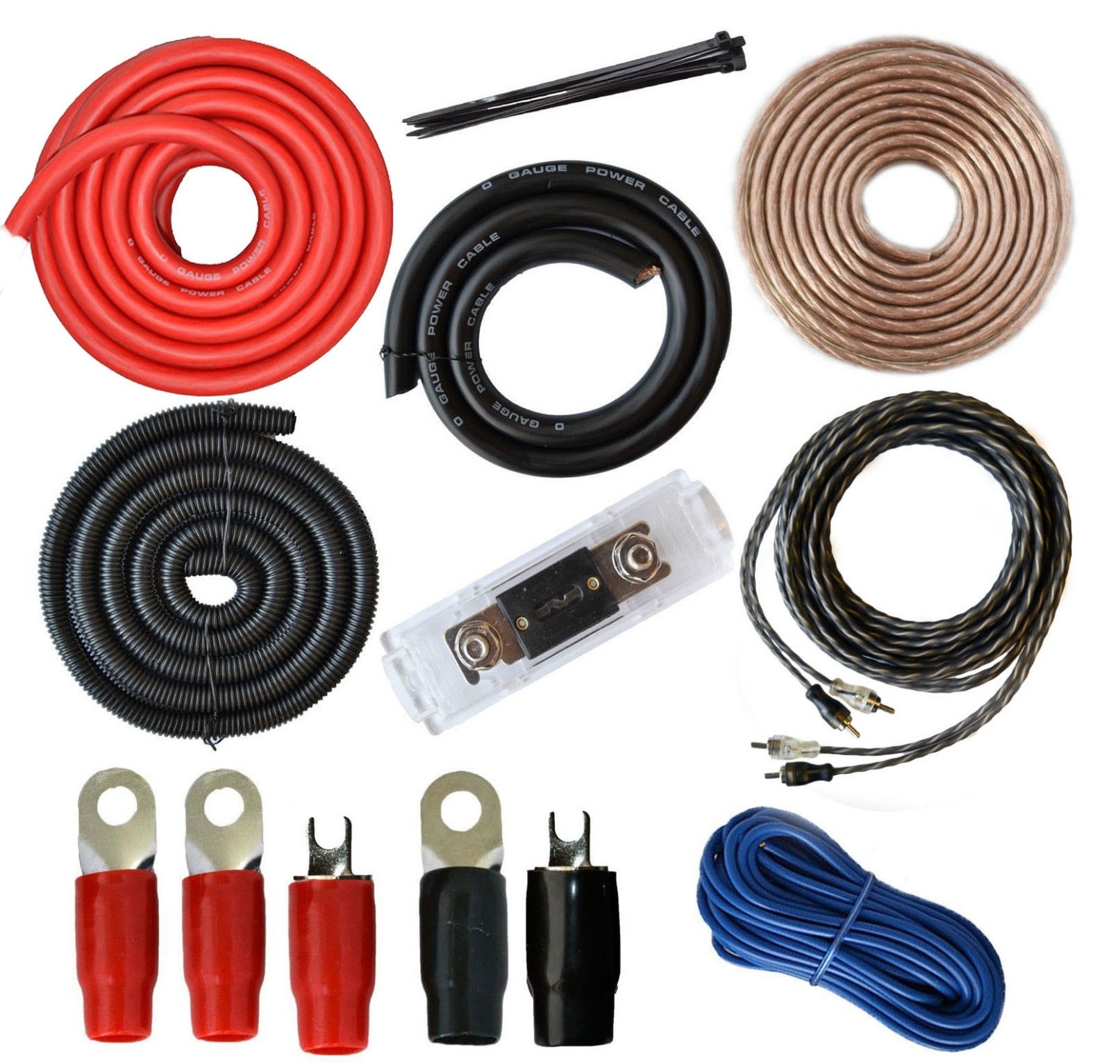 0 Gauge Amp Kit Amplifier Install Wiring Complete 0 Ga Installation Cables 5000w