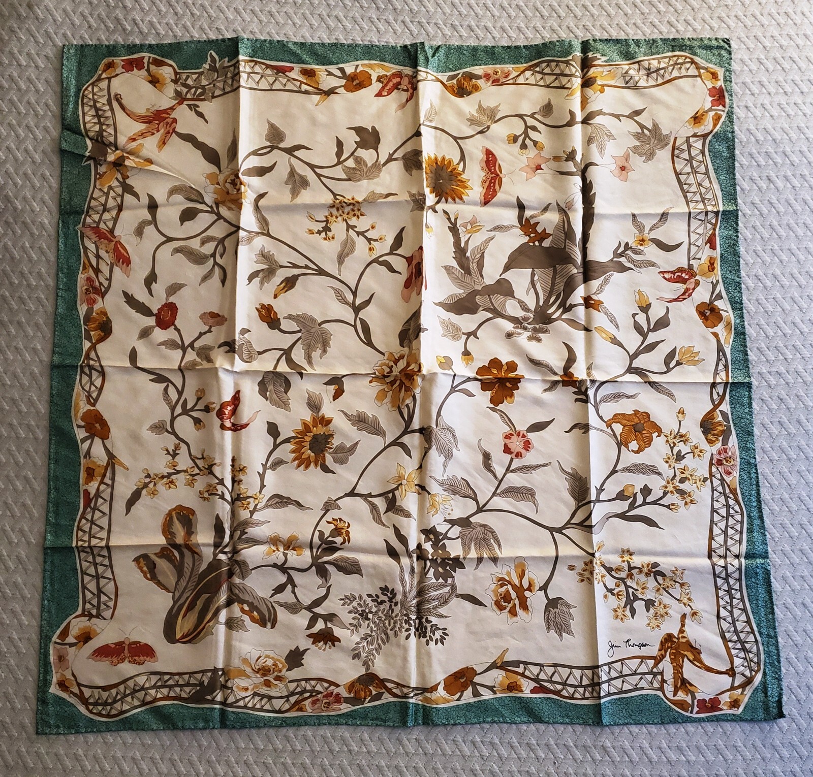 小物 Jim Thompson Silk scarf Vintage Jim Thompson Silk Scarf Neckerchief Neckwear Muffler