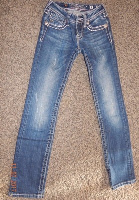 *YOUTH SIZE 8--MISS ME BRAND SKINNY JEANS- EMBELLISHED CROSS POCKET...EXCELLENT