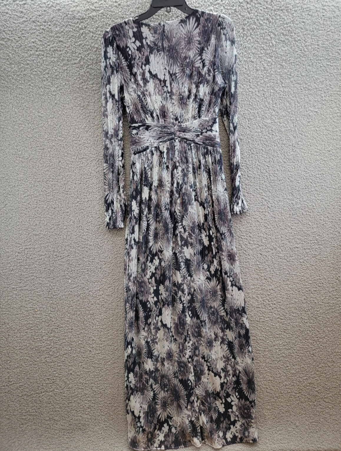 Ramy Brook Estelle Metallic Gown Women's 2 Dove Grey Floral Back Zip Closure - Picture 10 of 17