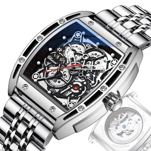 「cinakoto」 CHENXI Men's Skeleton Automatic Mechanical Tonneau Shaped