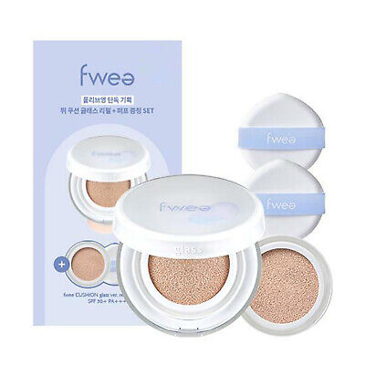 FWEE Cushion Glass Ver 15g +Refill 15g + Puff gift SPF50+ PA++ 5 Colors K-Beauty