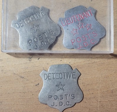 Vintage Detective Lieutenant Posts J.D.C Badges Pins Vtg X3 VG