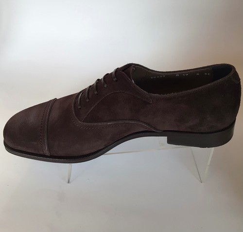 Pre-owned Ferragamo Salvatore  Seul Cap Toe Suede Oxfords (size 8 Eee) - $775.00 In Gray