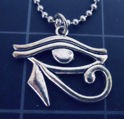Necklace EYE OF HORUS Pendant Stainless Ball Chain New Old WEDJAT Ra Goddess