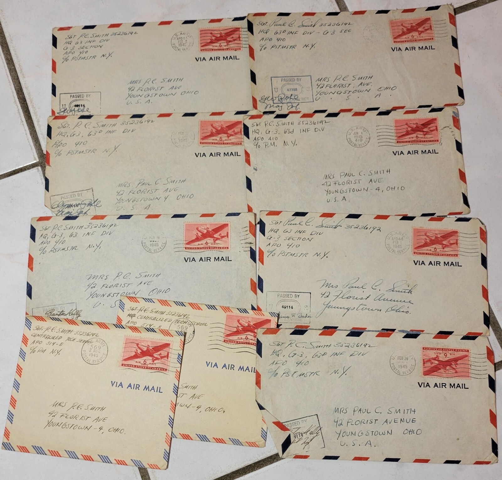 LOT OF 9 ARMY AIR MAIL US 1945 AIR MAIL C25 6 CENT STAMP | eBay