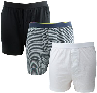 Ex-Store 3 Pack Button Front Cotton Jersey Boxer Shorts