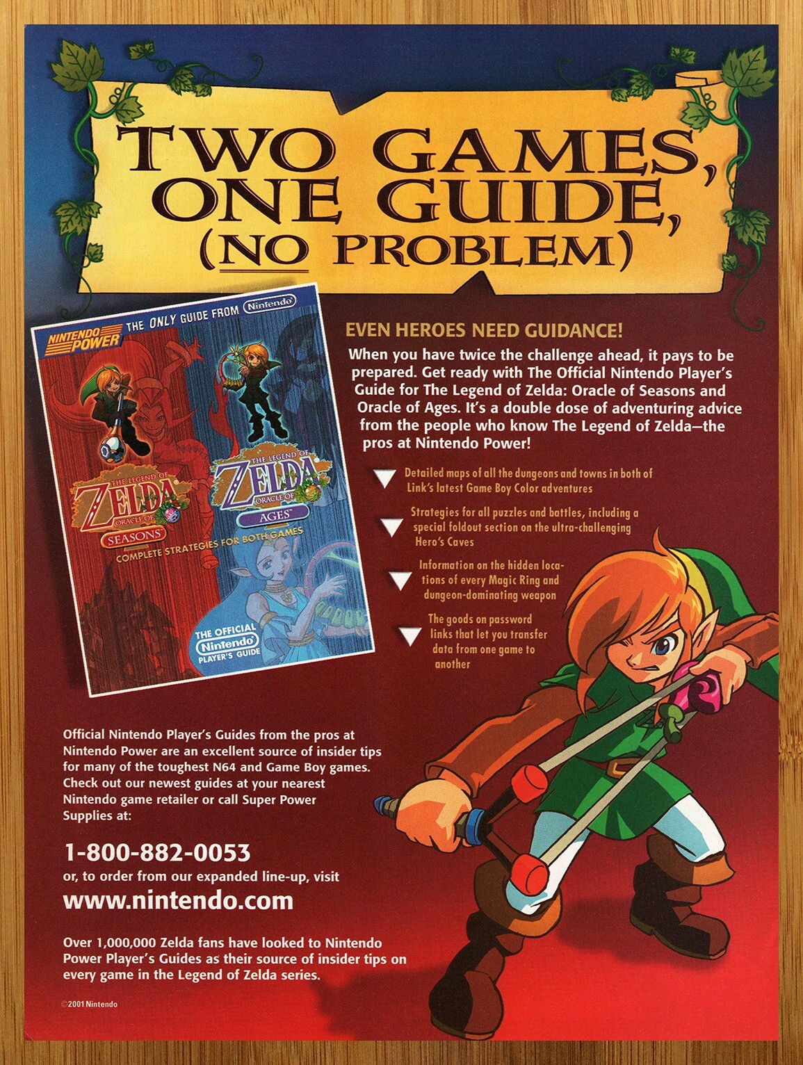 2001 Zelda Oracle of Seasons/Ages Official Guide GBA Print