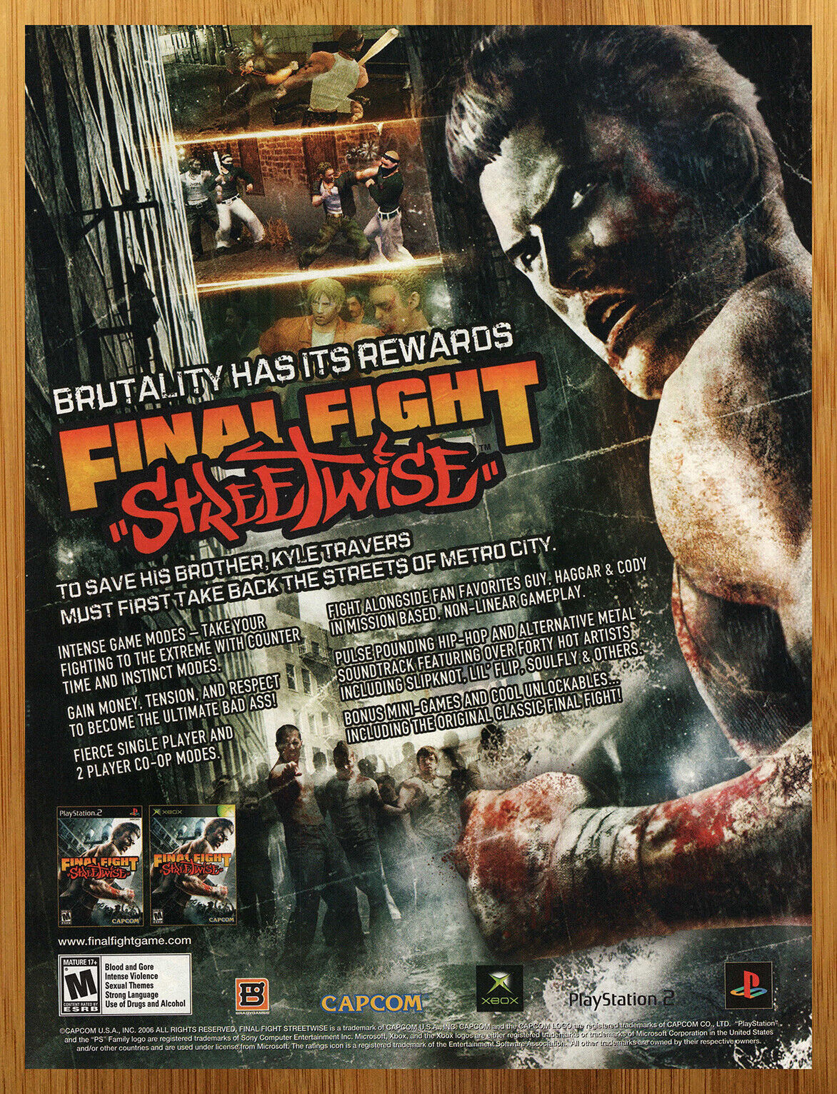 2006 Final Fight Streetwise PS2 Xbox Vintage Print Ad/Poster 2006 Final Fight Streetwise PS2 Xbox Vintage Print Ad/Poster