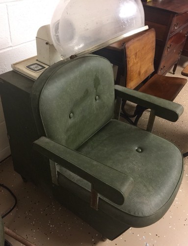 Vintage Set Of Helen Curtis Salon Chairs, Barber Chair And Dryer Chair