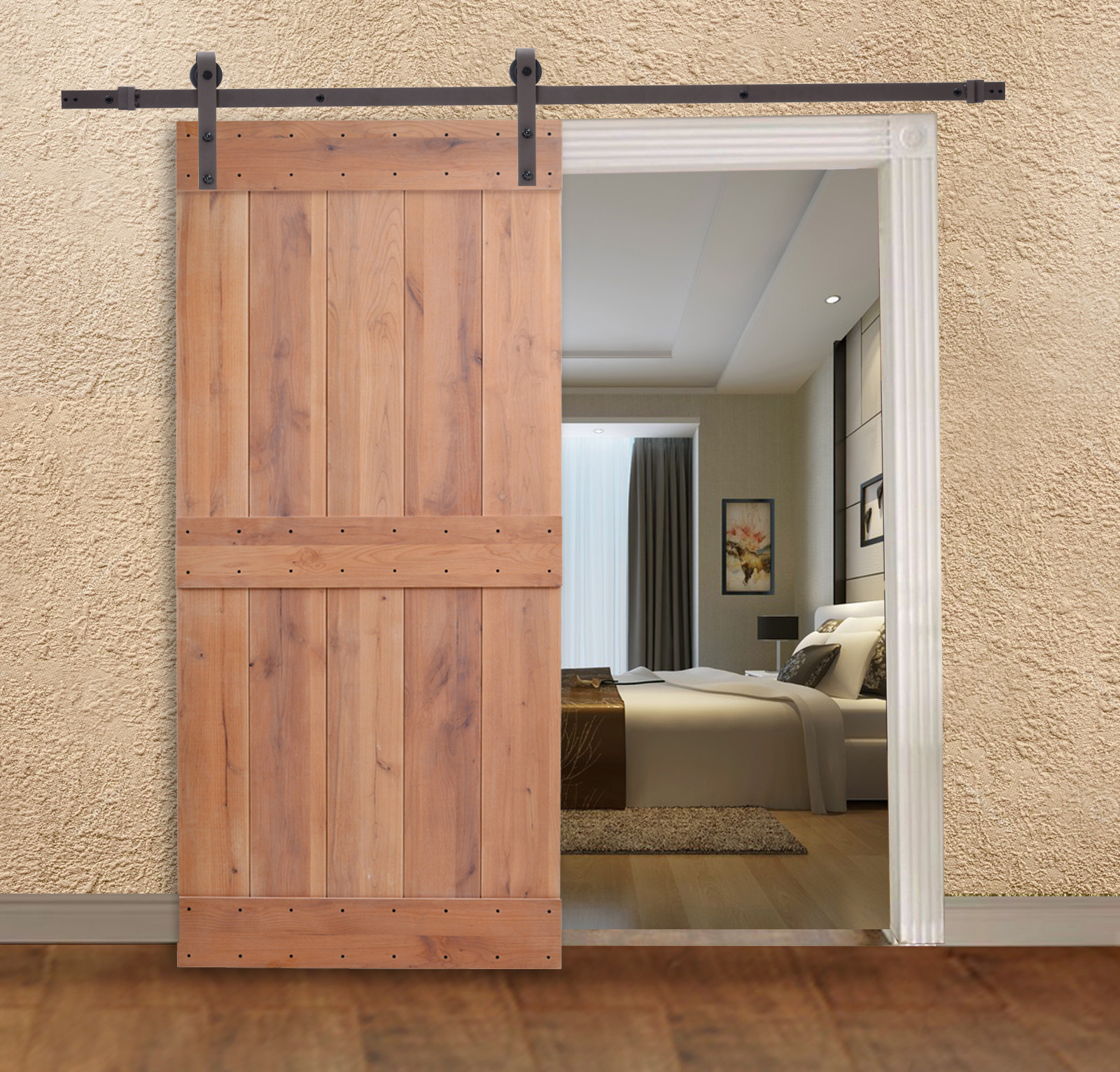 Knotty Alder Natural Primed Interior Barn Door with Knotty Alder Natural Primed Interior Barn Door with
