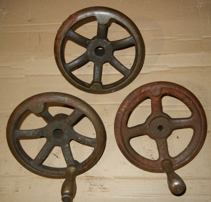 Vintage 8" Industrial Machine Hand Wheel Crank Various Arbor Great for Steampunk