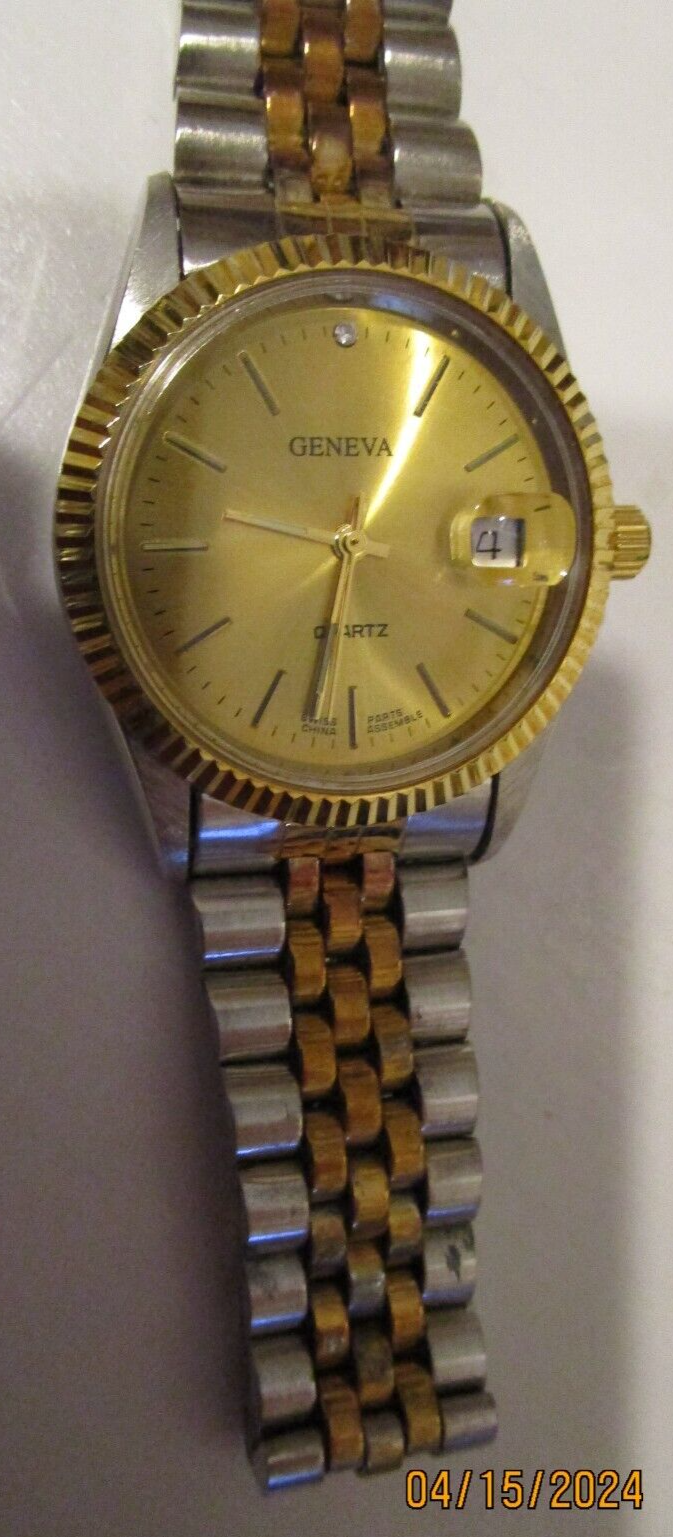 ヴィンテージ GENEVE 18K 750 Vintage Geneva Gold and Silver tone quartz watch Singapore