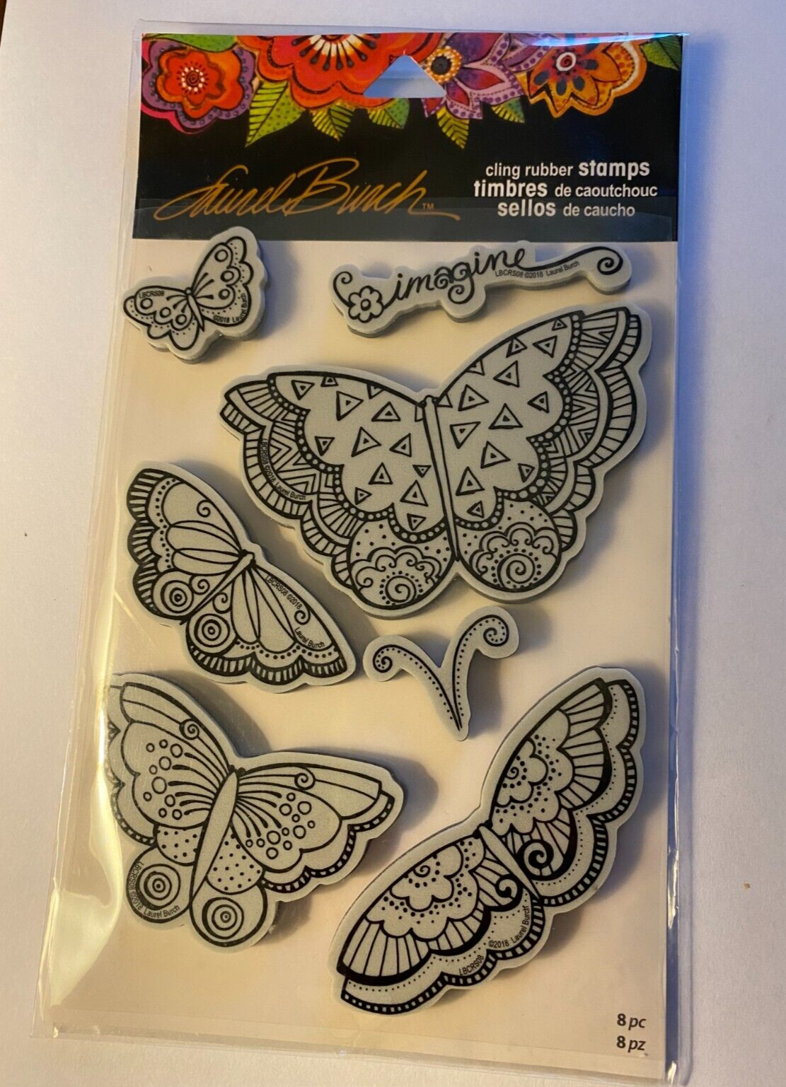 Endous Laurel Burch Butterfly Cling Rubber Stamp Set