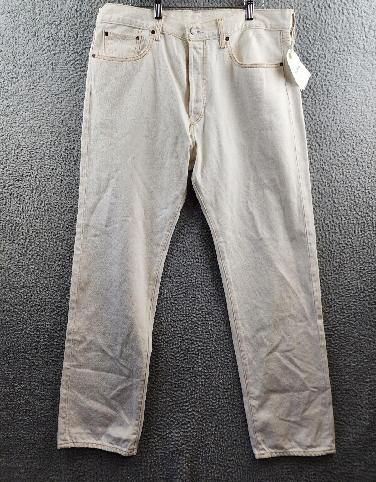 Re/done 50s Straight-Leg Jeans Men's 34 Faded White Pockets Button Zip Closure - Picture 2 of 15