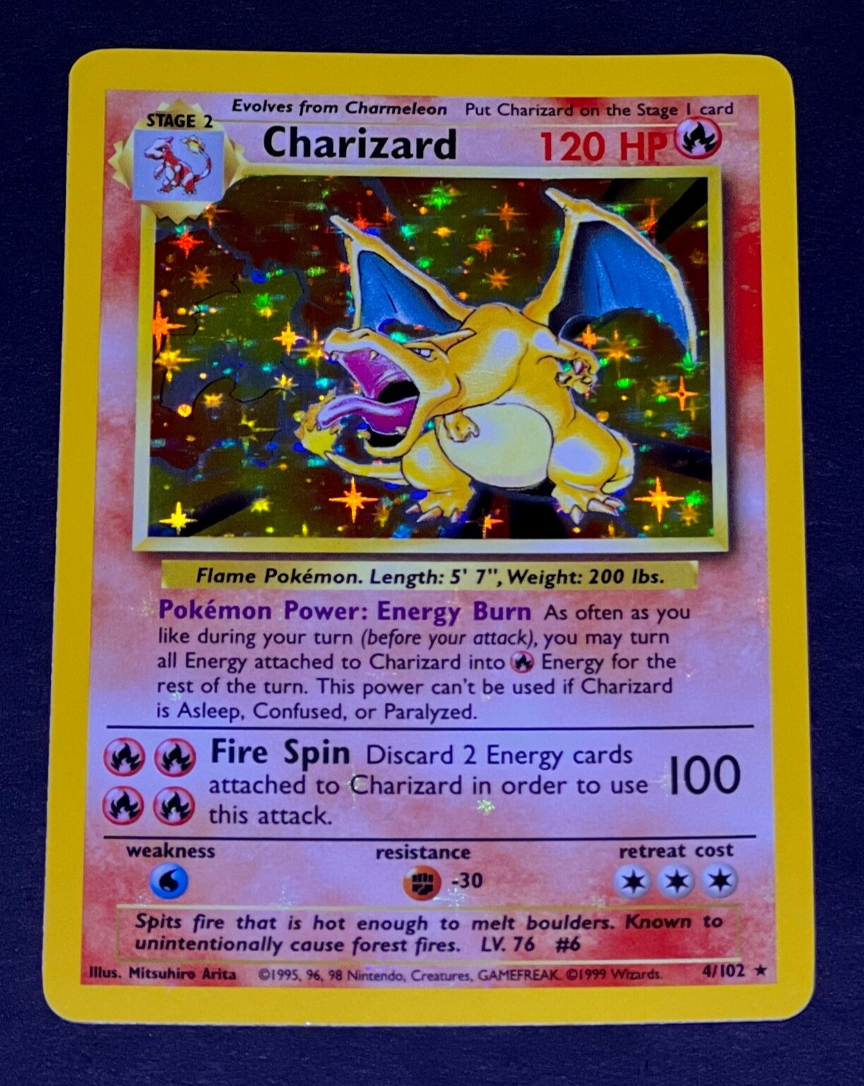 1999 Pokemon CHARIZARD Base Set HOLO BLEED Misprint ERROR