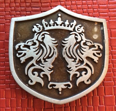 Lion Crest Shield Silver Vtg Belt Buckle