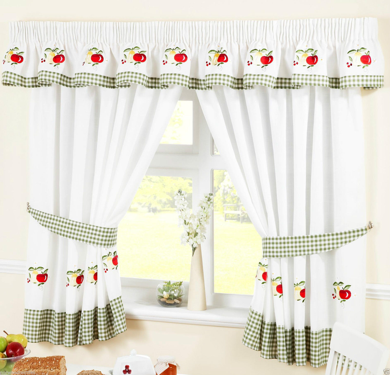 Kitchen Window Curtains Ready Made Inc Tie Backs (Pelmet Sold