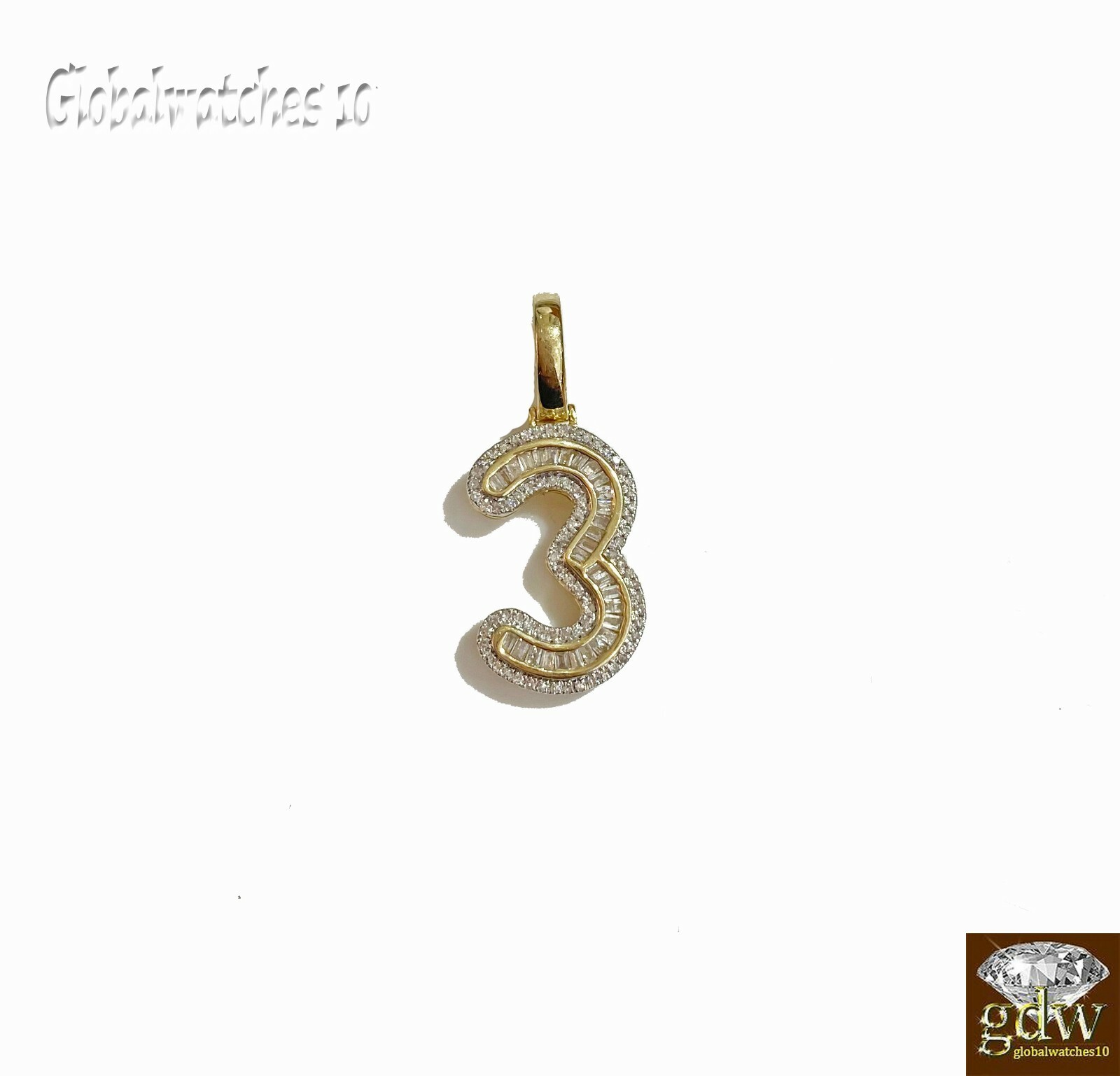 Pre-owned G&d 10k Gold Diamond Number Charm Pendant For Men Women Initial Number Letter Real