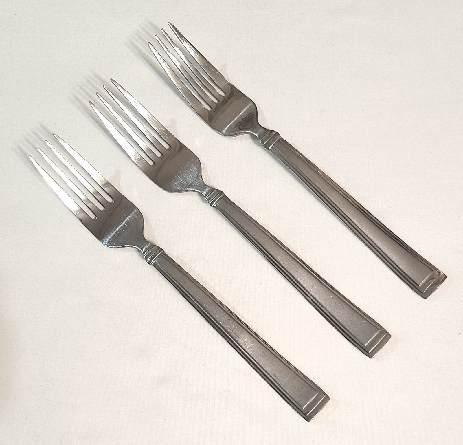 3 Salad Forks PORTFOLIO Satin-Finish Hampton Silversmiths Stainless Flatware