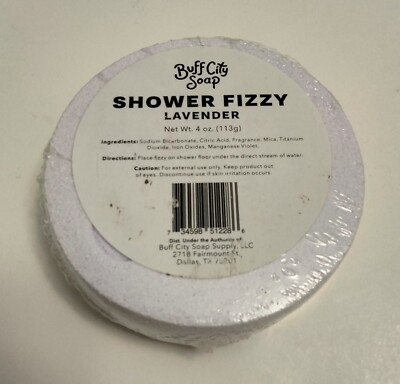Shower Fizzy Lavender 4 oz Round Bath Bomb Buff City Soap New