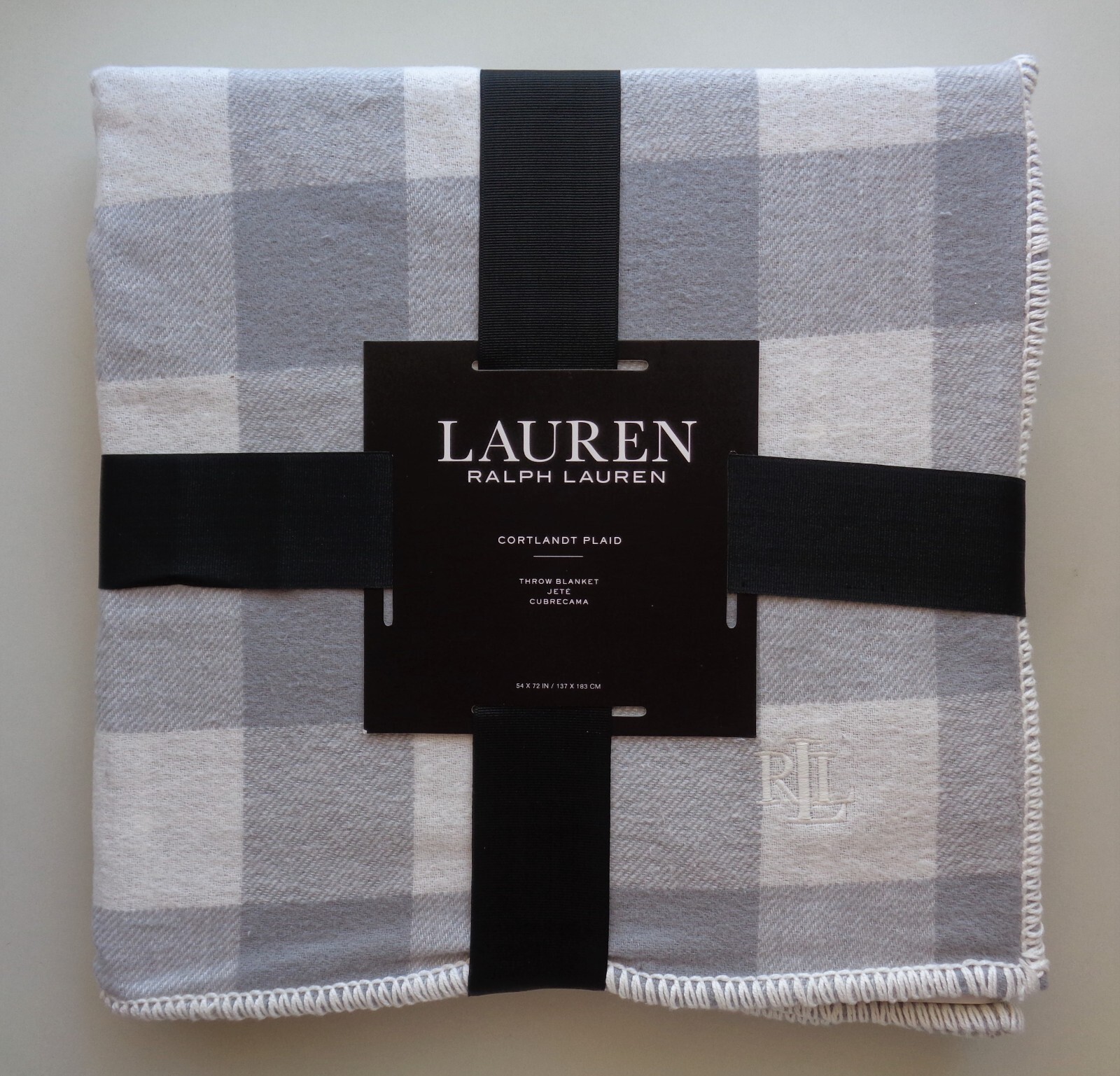 Ralph Lauren Cotton Throw Blanket Cortlandt Buffalo Plaid Windowpane