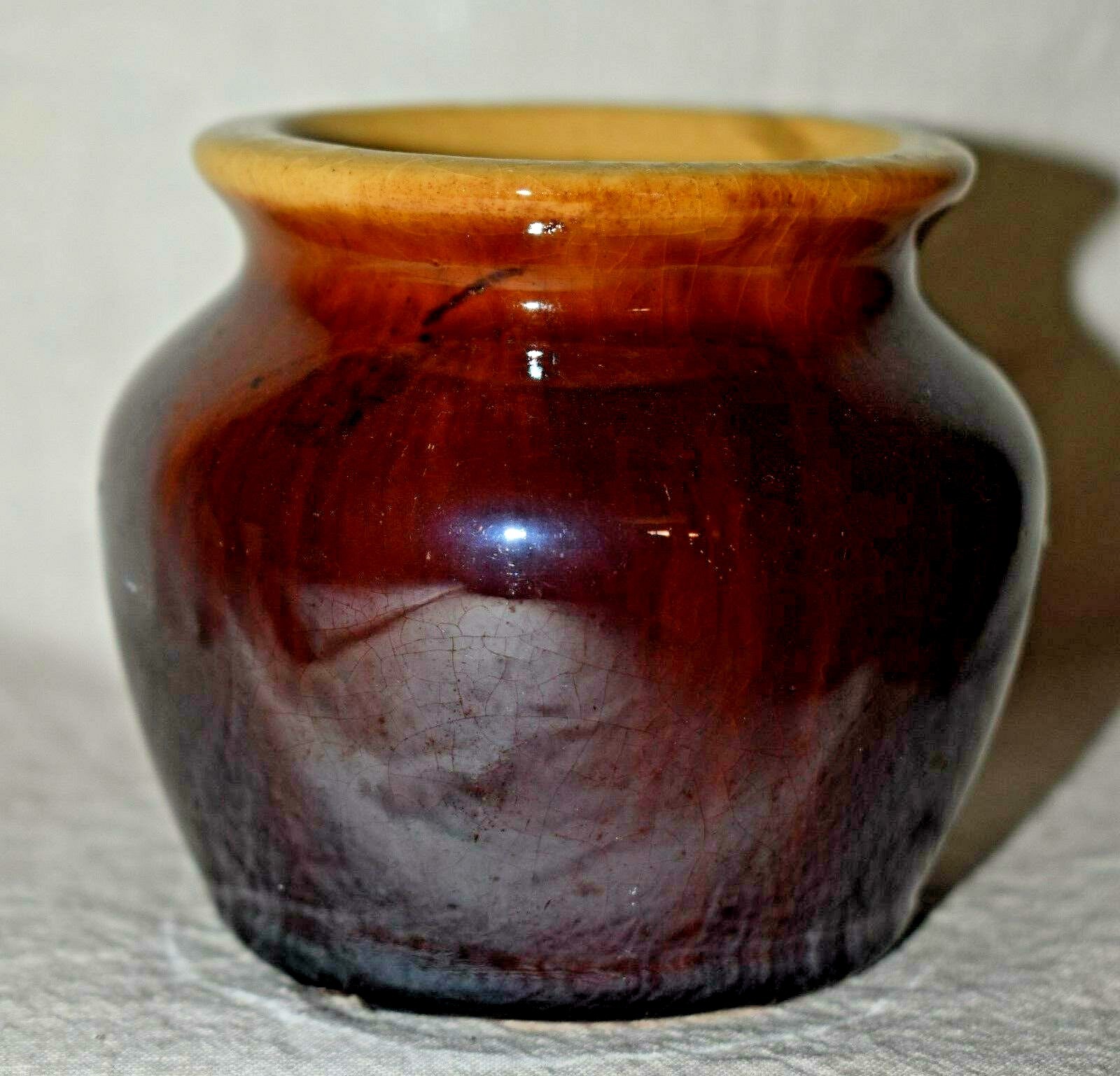 Brown Stoneware bowl 57 on bottom 2 7/8 inches tall x 3 1/2 inches wide pottery