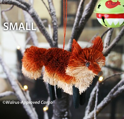 CRATE & BARREL BURI FOX ORNAMENT (SMALL) -NWT- A CLEVER HOLIDAY TOUCH!