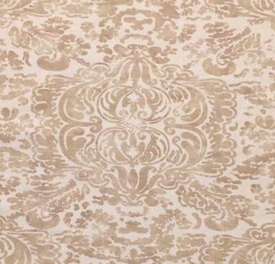 BRUNSCHWIG & FILS Venetian Old World damask printed linen tan cream New Remnants