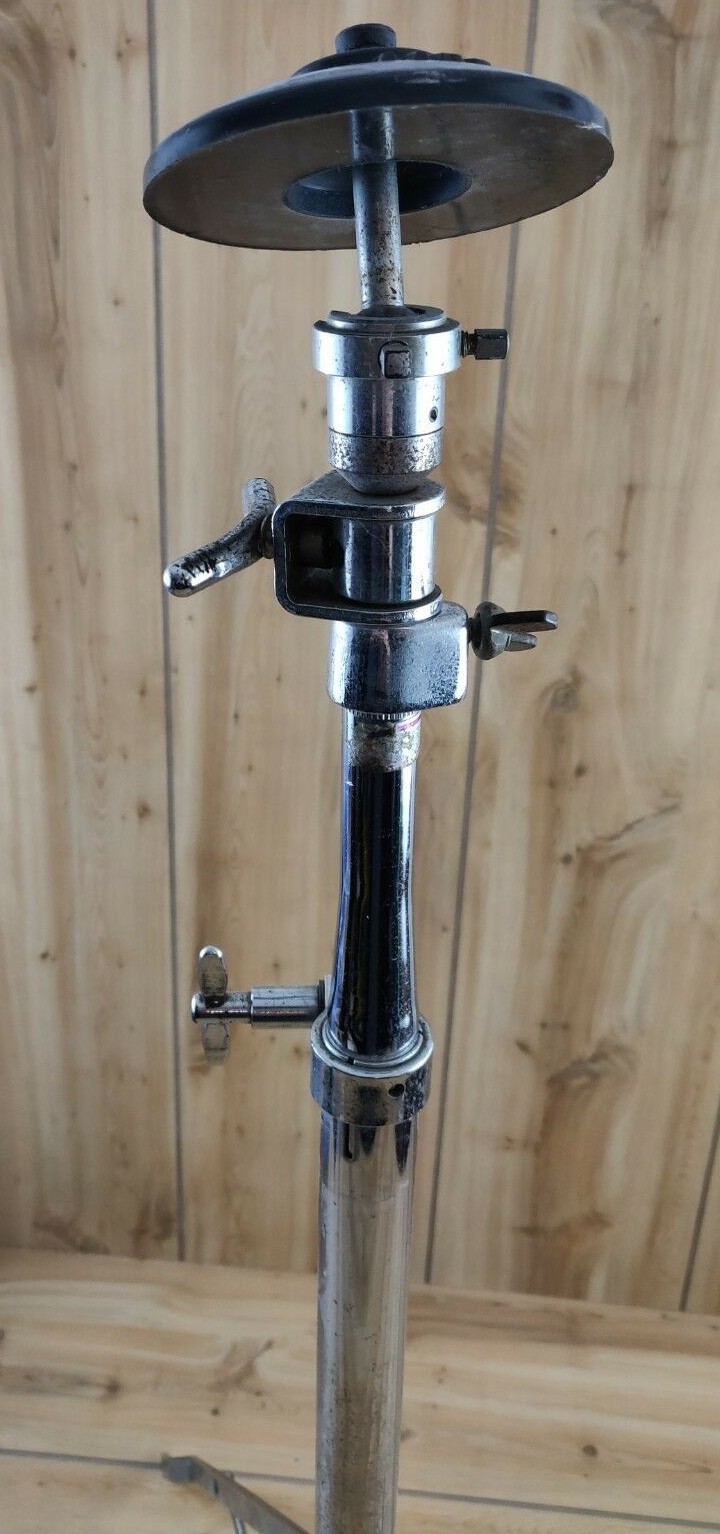Vintage Cymbal Stand Rare Drum Hardware Silver w/ Fibes Plastic Seat Holder