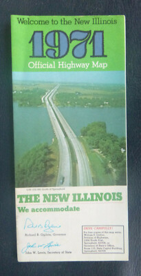 1971  Illinois  official highway state road  map I 55 Springfield
