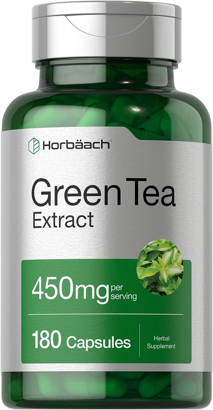 Green Tea Extract Capsules 450mg 180 Count Herbal Supplement Non-GMO Gluten Free