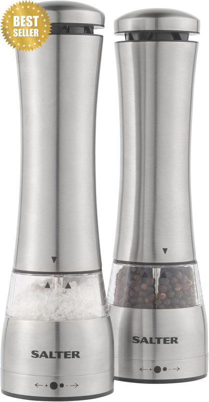 Stainless Steel Electric Mill Set – Automatic Salt & Pepper Grinders, Battery Op
