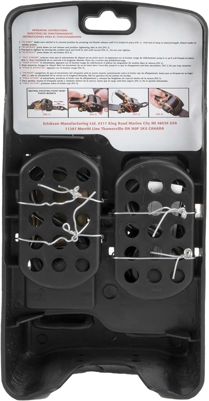 Erickson 34415 Pro Series Black Retractable Ratcheting Tie-Down Strap (Pack of 2