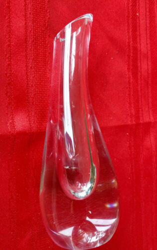 BACCARAT FRANCE ALBANE CLEAR CRYSTAL ART GLASS TEARDROP BUD VASE 7" SIGNED