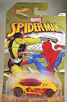 2016 Hot Wheels Marvel Spider-Man/Shocker 5/6 GOLDEN ARROW Yellow w/Red Pr5 Sp