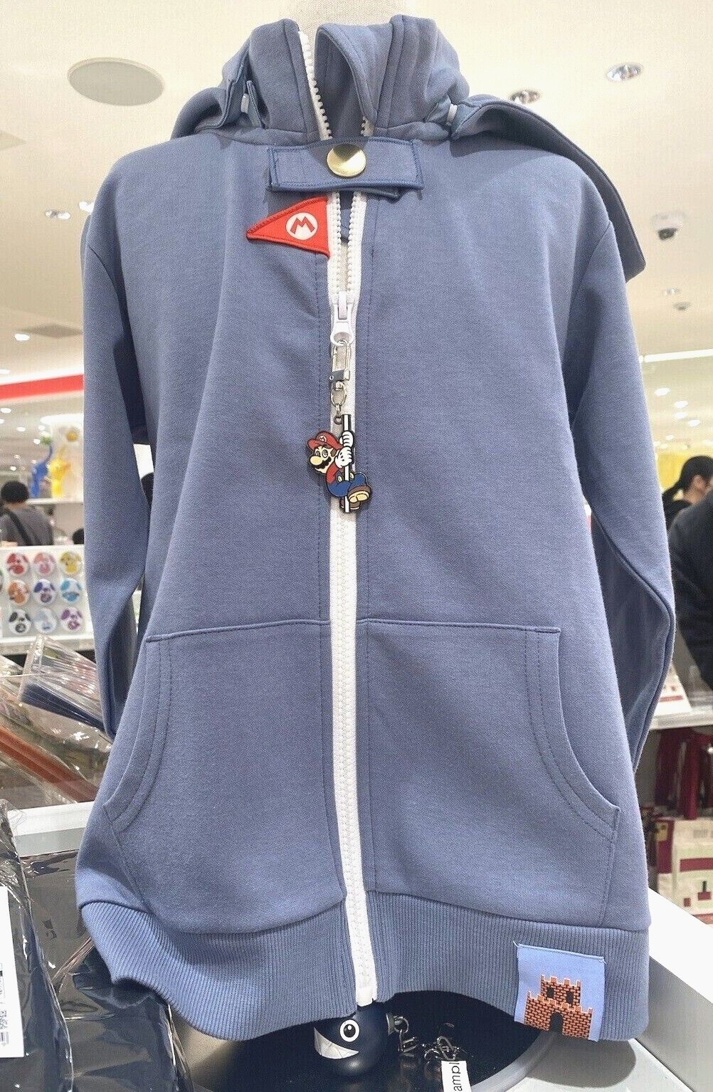 Super Mario Gray Hoodie Goal Post Zipper Nintendo TOKYO New S,M,L,XL,Kids 130 Super Mario Gray Hoodie Goal Post Zipper Nintendo TOKYO New S,M,L,XL,Kids 130