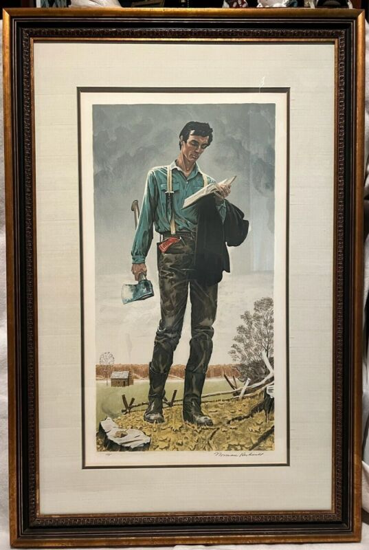 Norman Rockwell AP signed Lithograph: Young Lincoln (1976) 