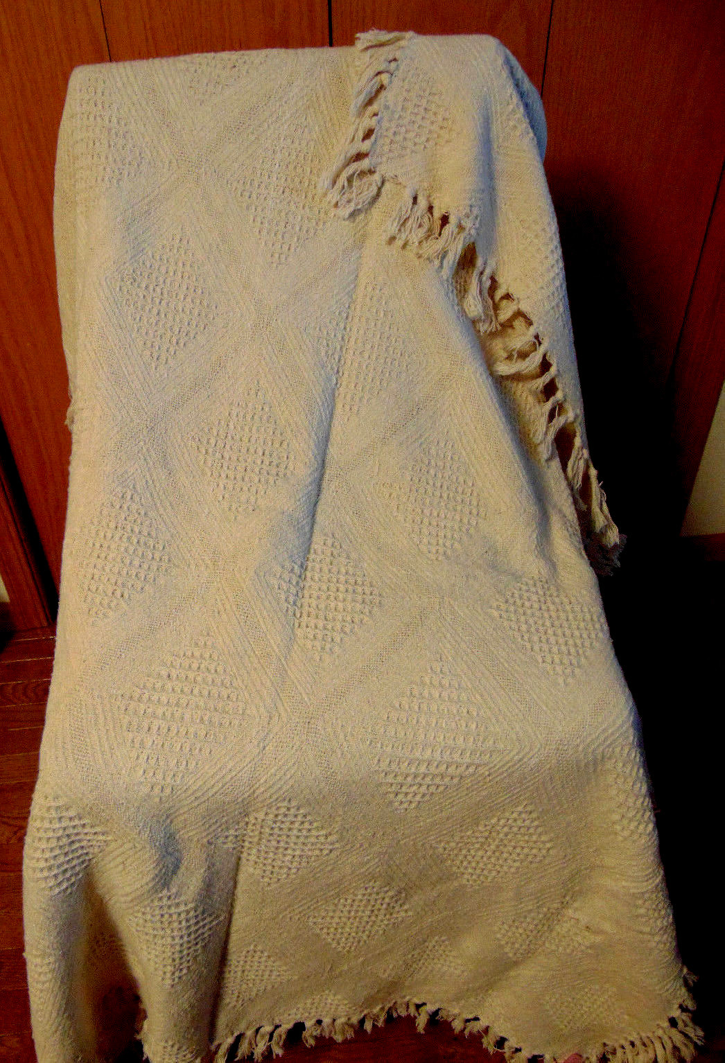 ~COTTON THROW BLANKET 100% NATURAL COTTON BLANKET DIAMOND PATTERN AFGHAN TASSELS